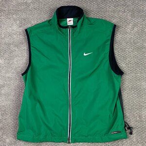 Nike Clima Fit Golf/Running Vest Men's Large Green Full Zip Nylon